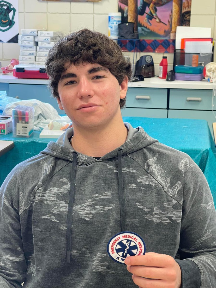 Another EMR certified student from Ms. Bell’s class at New Bern HS! Congratulations Logan! #CTE #CravenCTE #CTEforNC