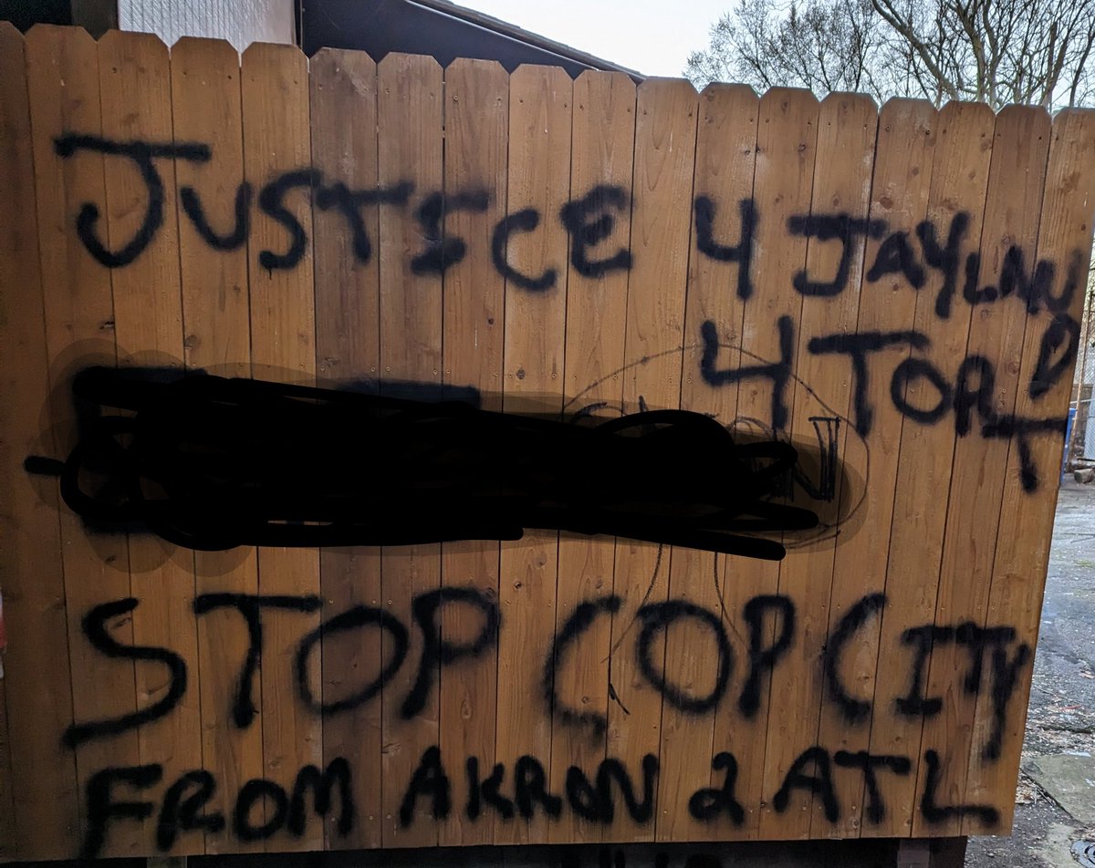 Spotted in so called Akron Ohio
Justice For Jayland
Justice For Tort
#StopCopCity from Akron to ATL
Cop City will never be built
Solidarity w the Forest Defenders
donate to @ATLSolFund and @atlanta_press 
follow @defendATLforest