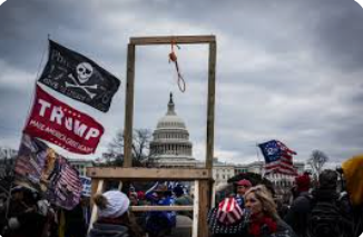 VABVOX's tweet photo. Am I the only person who remembers the gallows in front of the Capitol and the chants of "kill Mike Pence" and "kill Nancy"? 
Tucker Carlson says January 6 was just a long guided tour of the Capitol by patriots who "revere the Capitol."
They defecated in the halls. https://t.co/82sFOEKmBR