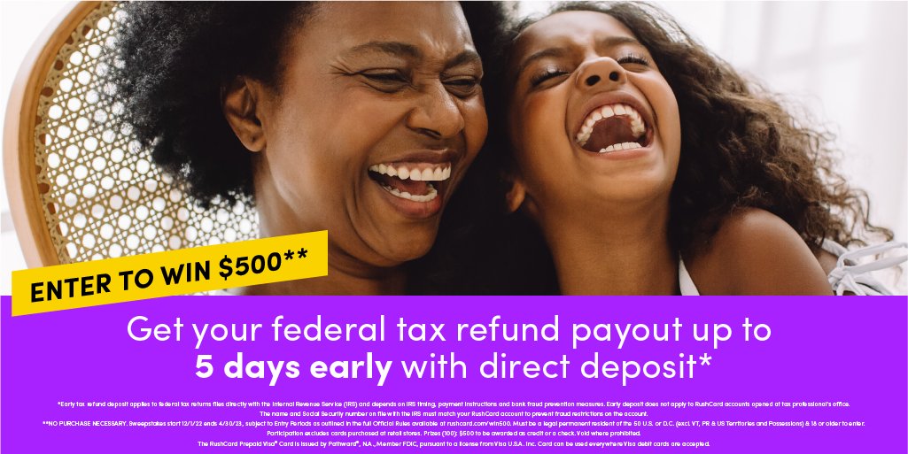 We’re making tax season awesome  this year! 😁 Get your federal tax refund payout up to 5 days early with direct deposit.* Plus, you’ll be entered to win $500.** Learn more: bddy.me/3JjRSHp