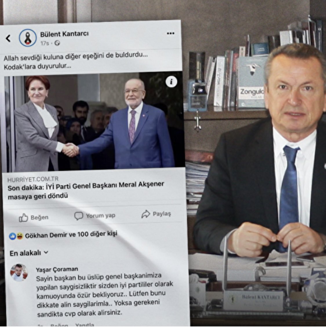 ZONGULDAK’IN CHP’Yİ ÇAYCUMA BELEDİYE BAŞKANI 
BÜLENT KANTARCI 
MERAL AKŞENER’İ AŞAĞILAMAYA DEVAM EDİYOR…

“Allah sevdiği kuluna eşeğini önce kaybettirir, sonra buldururmuş…”

ANLAŞILAN AKŞENER’E HORLAMA DEVAM EDECEK…