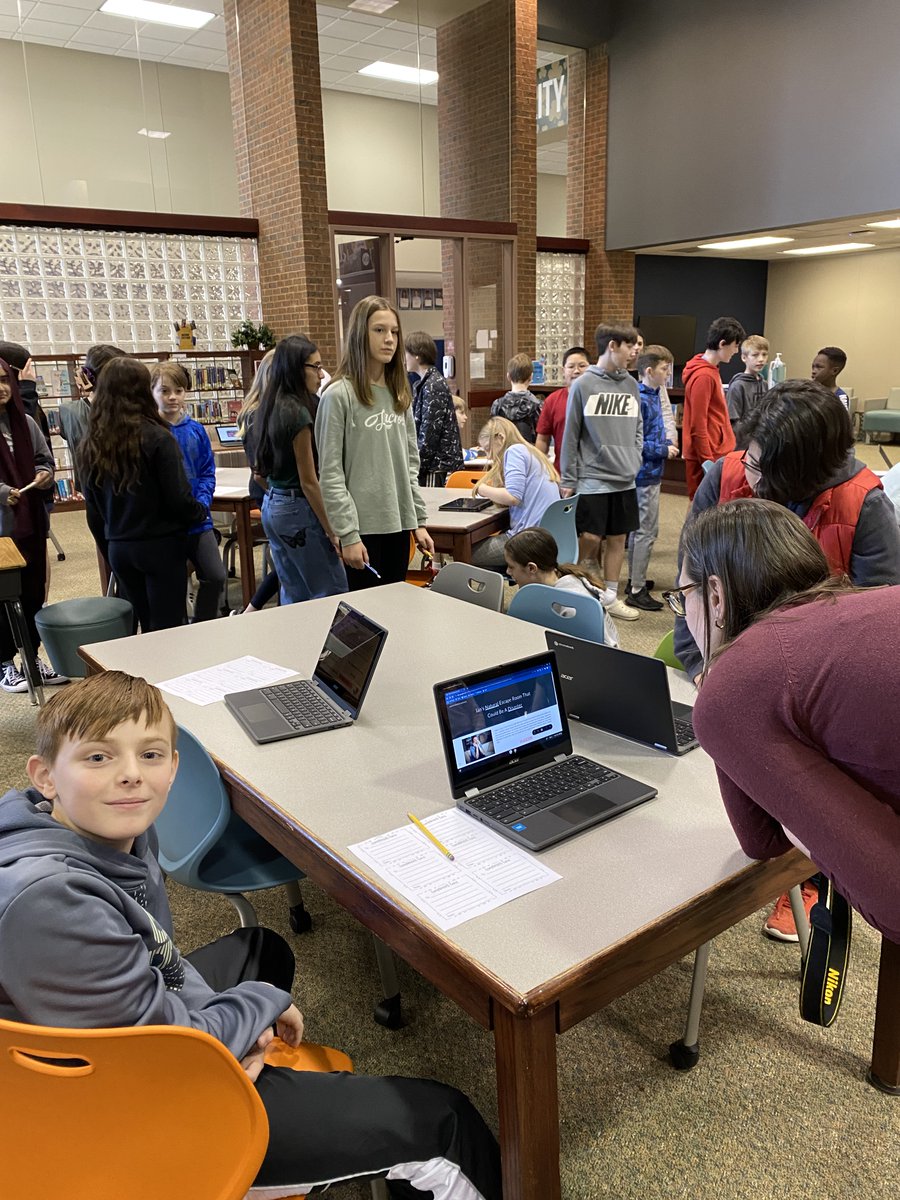 KarrerMS's tweet photo. Students in Mrs. Hull and Ms. O'Hara's 6th grade ELA classes showcased their informational writing projects to other teachers and students today, each receiving compliments for their hard work. Impressive stuff! #AlwaysGrowingDCS #BetterTogetherDCS https://t.co/IlBJS0SroE