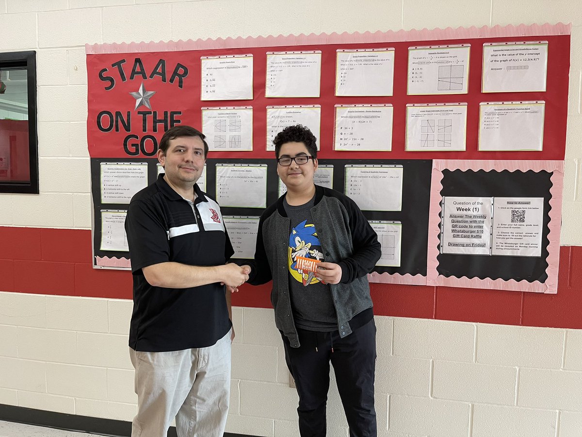 3rd Week Winner of the “Algebra 1 STAAR ON THE GO” competition. Fidel Segovia congratulations and keep up the good work 🎊🎉 presented by the awesome Mr.Grossi <a href="/grossimath314/">Mr. Grossi</a> <a href="/lobo_pride/">La Joya Palmview High School</a> @phsloboslib