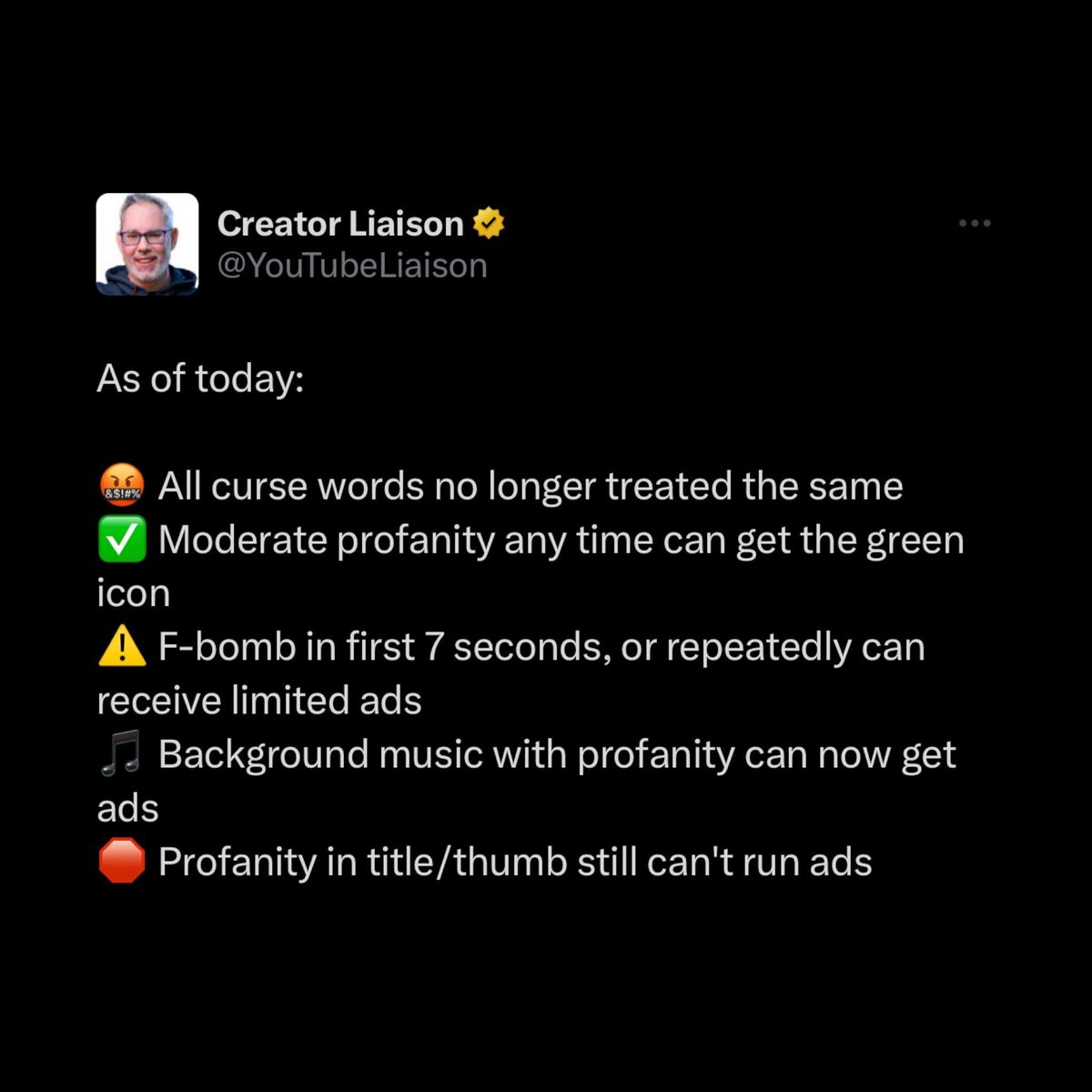 Dexerto's tweet image. YouTube are updating their ad-friendly guidelines around cursing
