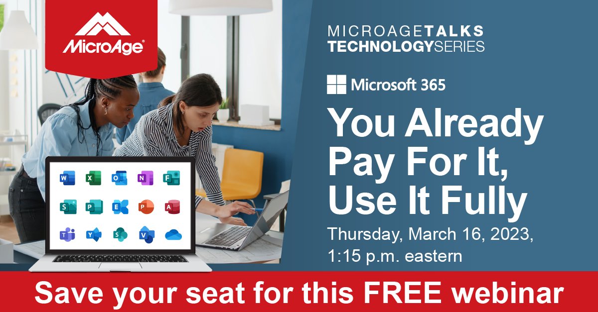 MicroageTech's tweet image. We discuss how you can help your organization reduce redundancy, reduce costs, and simplify your tools management by maximizing your M365 subscription to optimize and leverage it for your organization.
Register now: register.gotowebinar.com/register/31067…
#tech #webinar #itsolutions #Microsoft