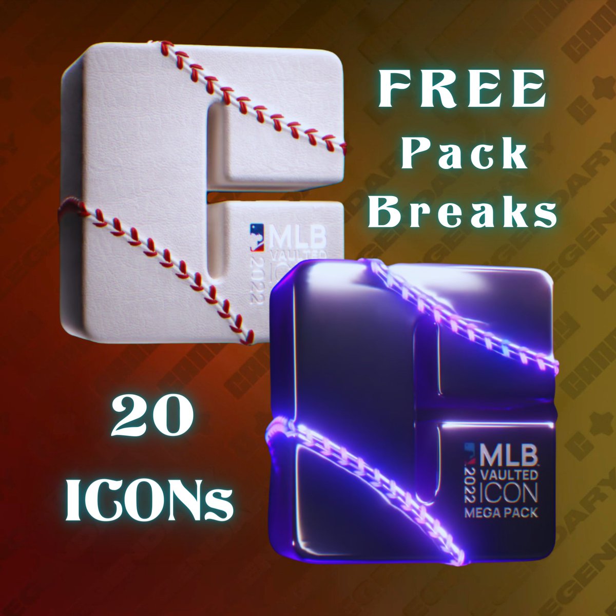 ⚾️ 20 FREE ICONs ⚾️

Join us LIVE this THURSDAY @ 8:00 PM ET for our 1st 
<a href="/CandyDigital/">Candy</a> Loyalty Break!

GIVEAWAYS:
⚾️ '22 Vaulted Mega Pack
⚾️ '22 Vaulted 10-ICON

BREAKS (Full):
🔥 '22 Hot Pack (25 Epics)
📦 '22 ICON Boxes (2x)
💎 '21/'22 Uncut Diamonds

#mlb #nft #baseball #wbc