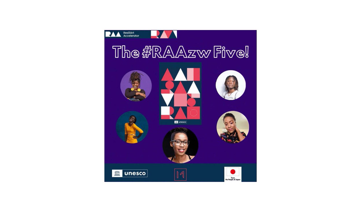 c_mapfumo's tweet photo. In honour of #InternationalWomensDay2023 , @unescoROSA celebrates 5 creative entrepreneurs who completed the #ResiliArt Accelerator Zimbabwe #RAA5! It will release #VideoSeries on the programme from tomorrow. Follow @unescoROSA 4 more. 
 #DigitAllSHE 
#IWD2023 
#RAA 
#RAAZW https://t.co/wwMZi9TR1G