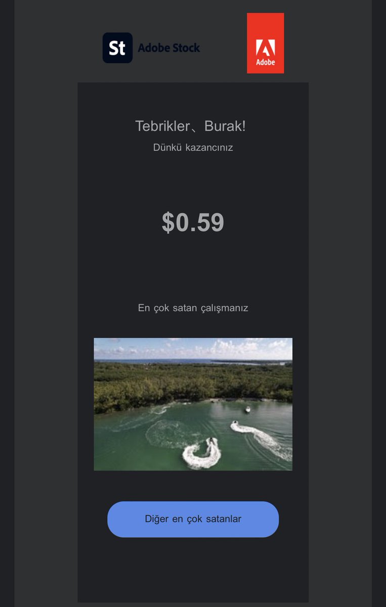 Hadi hayırlı olsun diyelim stock görsellerimi yüklediğim adobe stock ilk satışım 🙂 #adobestock #stockvideo #envato