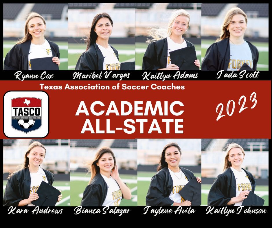 Congratulations to our <a href="/tascosoccer/">TASCO</a> Academic All-State athletes:

Ryann Cox
Maribel Vargas 
Kaitlyn Adams
Jada Scott 
Kara Andrews
Bianca Salazar
Jaylene Avila
Kaitlyn Johnson
Outstanding on the field and in the classroom. 👏👏👏