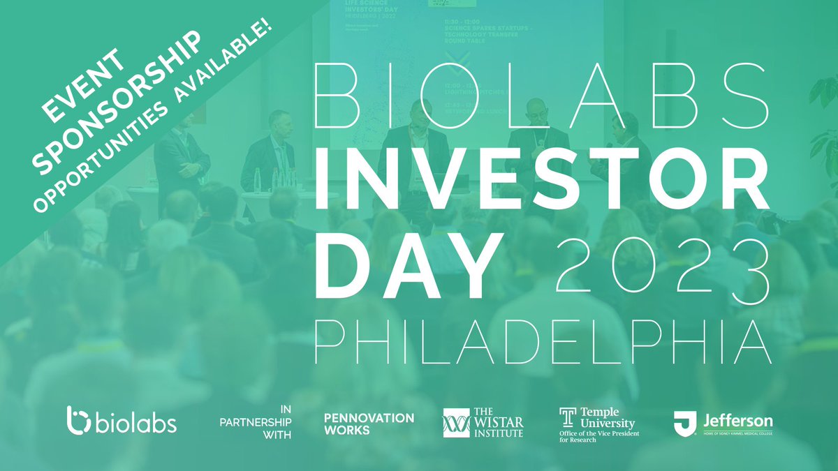 Interested in pitching your biotech company to world-class investors? Join us for a packed day of curated networking and 5-minute pitches at BioLabs Investor Day on April 27th! Pre-Seed through Series B. Email philly@biolabs.io or sign up at tinyurl.com/yc2sz9eh
