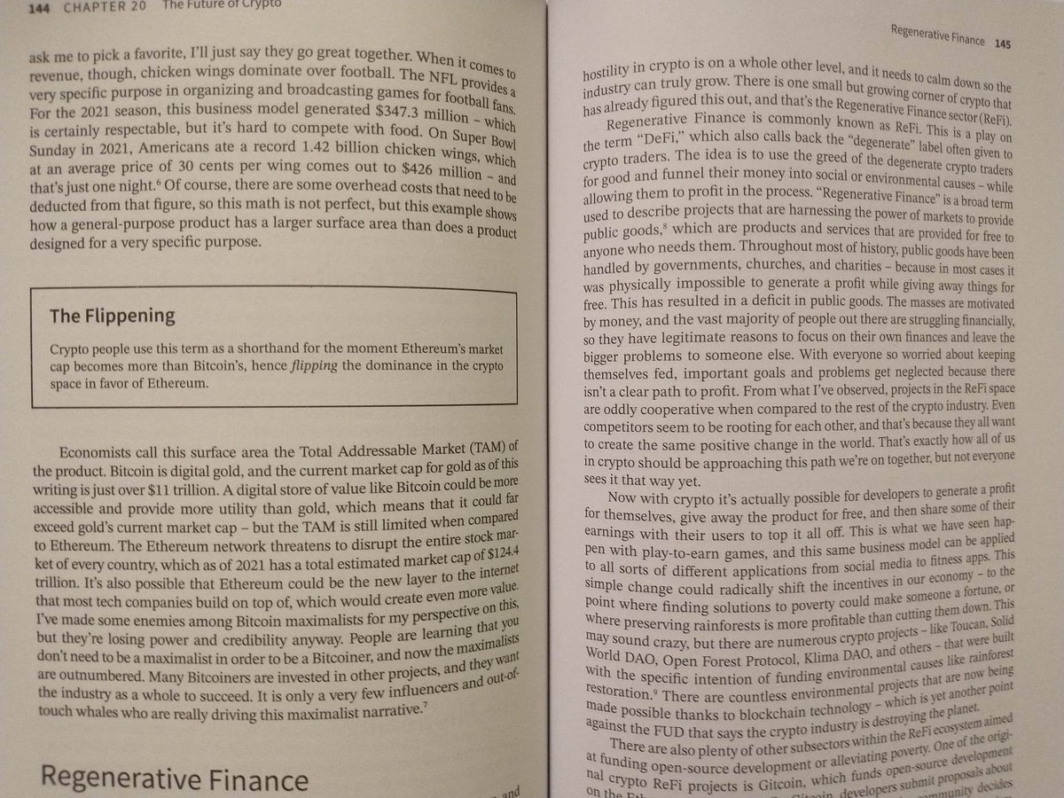 Check out some of this🔥alpha that @Bitboy_Crypto is dropping in his new  book Catching up to Crypto! In chapter 20, Regenerative Finance #ReFi is  recognized as one of the sectors that have
