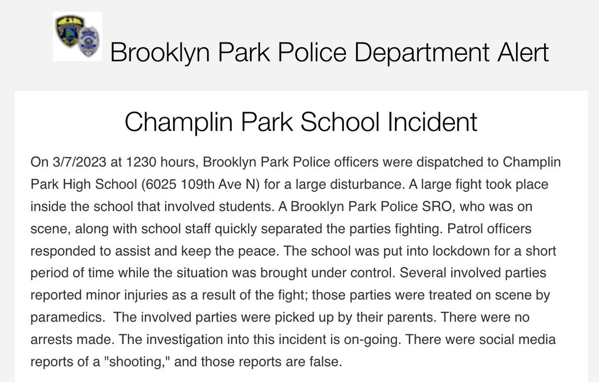 MN CRIME Police/Fire/EMS on Twitter "A "large fight" between