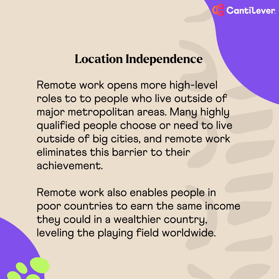 CantileverCo's tweet photo. Remote work is not just a fun perk, it's a way to make the workplace more equitable. Here are the top three benefits we've experienced at Cantilever.
Do you work remotely? Let us know what your experience has been!
___
#remotework #workplaceequity #equitableworkplace https://t.co/8w2eXiBTZH