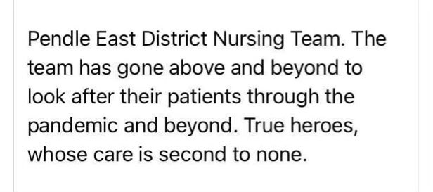 DistrictNurses@ELHT (@dnelht1) on Twitter photo A massive congratulations to our Pendle East Dn Team! They won the Pride of Barnoldswick award for their outstanding service to the town. Nominated by a patient which makes it even more special ๐ <a href="/Cicdivision/">CIC- Integrated teams @ELHT</a> <a href="/ELHT_NHS/">East Lancashire Hospitals NHS Trust ๐</a> <a href="/emlucja/">Jane Pemberton RN QN</a> <a href="/forrestcdmiim/">Cheryl Forrest RN HV MSc QN</a> <a href="/Polly_DNs_EL/">Polly Harris RN DN QN</a> A massive congratulations to our Pendle East Dn Team! They won the Pride of Barnoldswick award for their outstanding service to the town. Nominated by a patient which makes it even more special ๐ <a href="/Cicdivision/">CIC- Integrated teams @ELHT</a> <a href="/ELHT_NHS/">East Lancashire Hospitals NHS Trust ๐</a> <a href="/emlucja/">Jane Pemberton RN QN</a> <a href="/forrestcdmiim/">Cheryl Forrest RN HV MSc QN</a> <a href="/Polly_DNs_EL/">Polly Harris RN DN QN</a>
