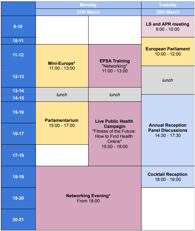 🔔If you're attending the 13th EPSA Annual Reception, make sure to check your email and register for the this year's Side Programme.

📍Get to know the European Institutions and spend some time with pharmaceutical students from all over Europe before our event!
