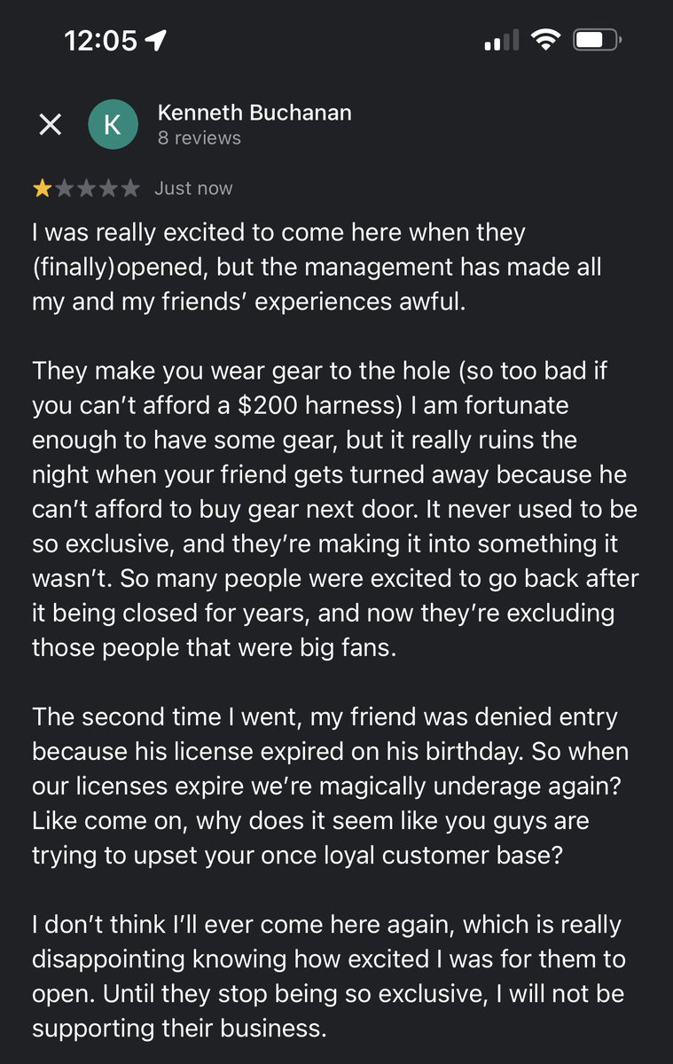 saxyspeedracer's tweet photo. @delta_p_dom Give them a review on google, it’s what people see first. Maybe if they get enough one star reviews they’ll change their shitty policies…. https://t.co/5GqlTPjXUN
