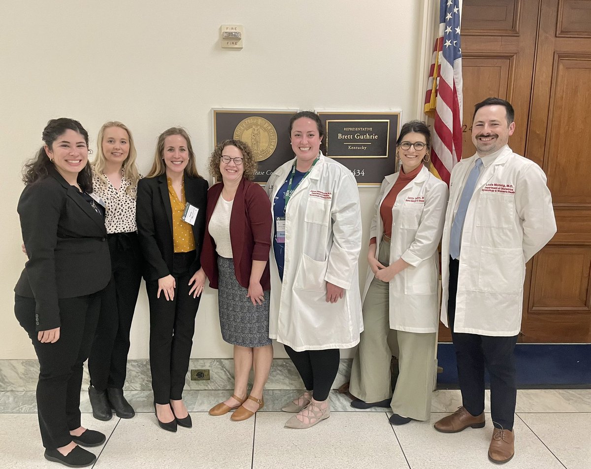 Team @KentuckyACOG had a great meeting with @RepGuthrie and his office discussing maternal health in KY and how fixes to #Medicare reimbursement can keep physicians in practice and our patients healthy #CLC2023 @ACOGAction @ACOGDistrict5