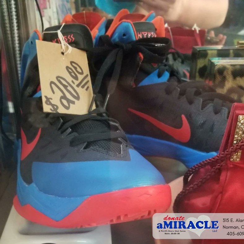 You never know what wonderful treasures you're going to find when you shop with us! #donateamiraclethrift #donateamiracle #nike #buyused #thriftshop #thriftstores #thrifting  #normanok #oklahomacity #sustainablefashion #reducefastfashion #shoplocalokc #keepitlocal #keepitlocalok