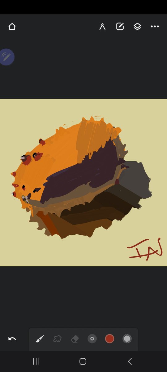 ian30art's tweet photo. need to find a way to get my gesture back! this horned melon was so cool looking but dont wana have to do a 20 hr to finish doing all the basic details ... guess its back to the DRAWING BOARD 🤣🤣🤣🤓🎨 https://t.co/n7pIs2WhKL