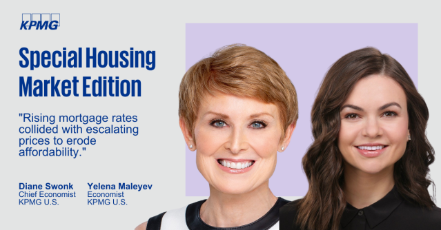 A downturn in housing has been aided by the fastest rate hikes we’ve seen in a generation. Read our special report on the #housing market from <a href="/KPMG_US/">KPMG US</a> Chief Economist <a href="/DianeSwonk/">Diane Swonk</a> and Economist @YelenaMaleyev. #inflation #economy bit.ly/3L8XndD