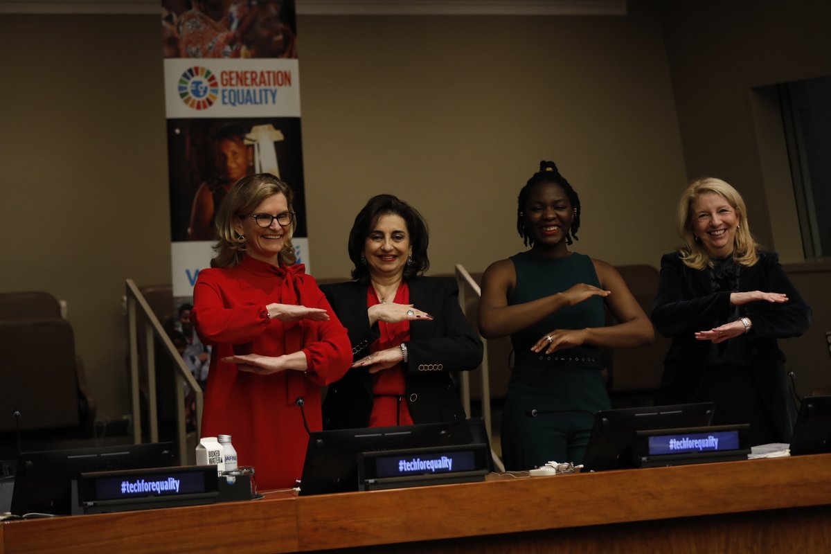 unwomenchief's tweet photo. In a changing world beset by crises impacting women &amp; girls most, we stand behind #GenerationEquality as our most powerful promise for whole-of-society action to achieve change in our lifetimes. 

My thanks to partners for scaling up action for a feminist digital future. #CSW67 https://t.co/H7JCdEoMFO