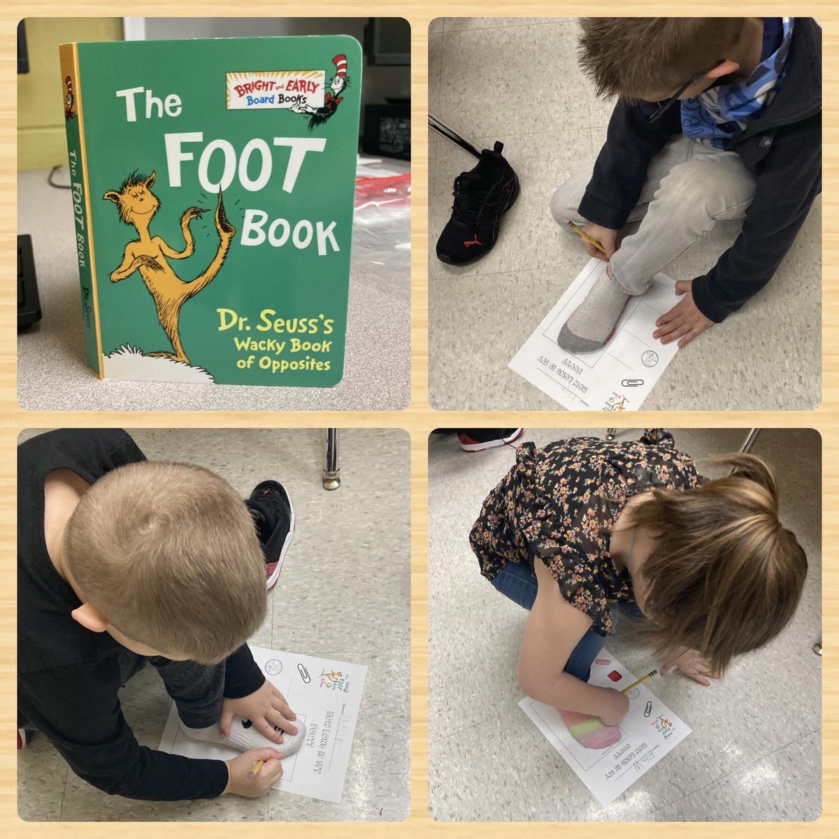 MissCharowsky's tweet image. We read The Foot Book, then traced one foot and measured its length using different objects.  Measurement is fun!
#mathisawesome @CCSPrincipal
