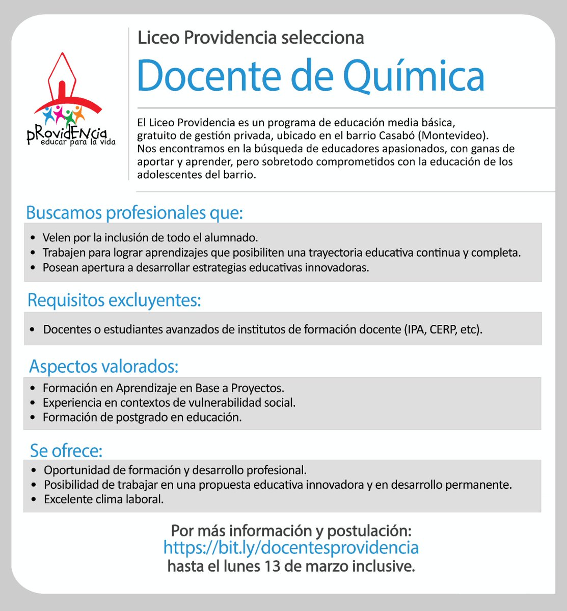 ¡Sumate al equipo! <a href="/CEdProvidencia/">Centro Educativo Providencia</a>