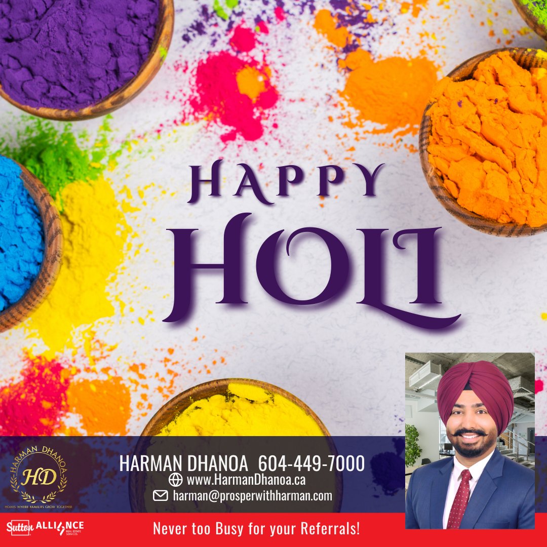 Happy Holi to all Celebrating #happyholi #Realestate #Bcrealestate #surreyrealestate