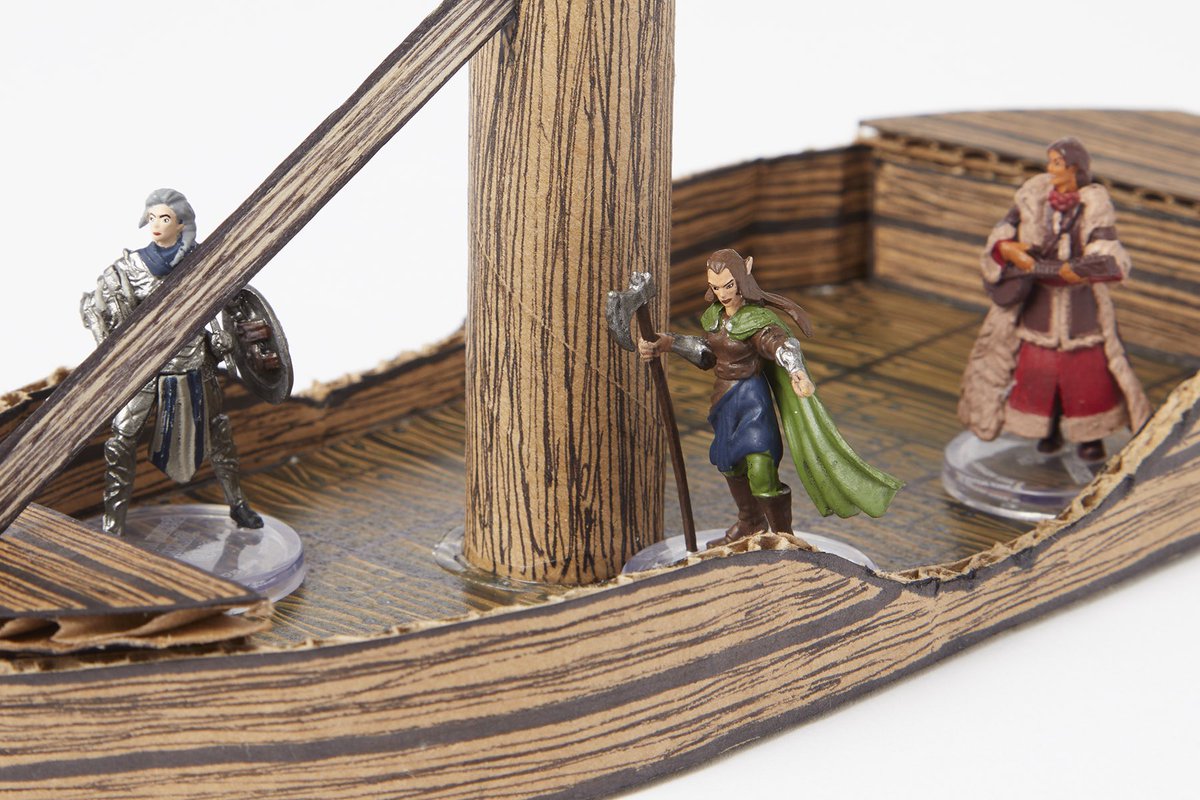 Small fishing boat.
•
(no sail as it just gets in the way of play. use your imagination!)
•
#DnD #DungeonsAndDragons #5e #TTRPG #RPG #TerrainBuilding #BattleMaps #Dice #D20 #DIY #HowTo #Cardboard #Boat