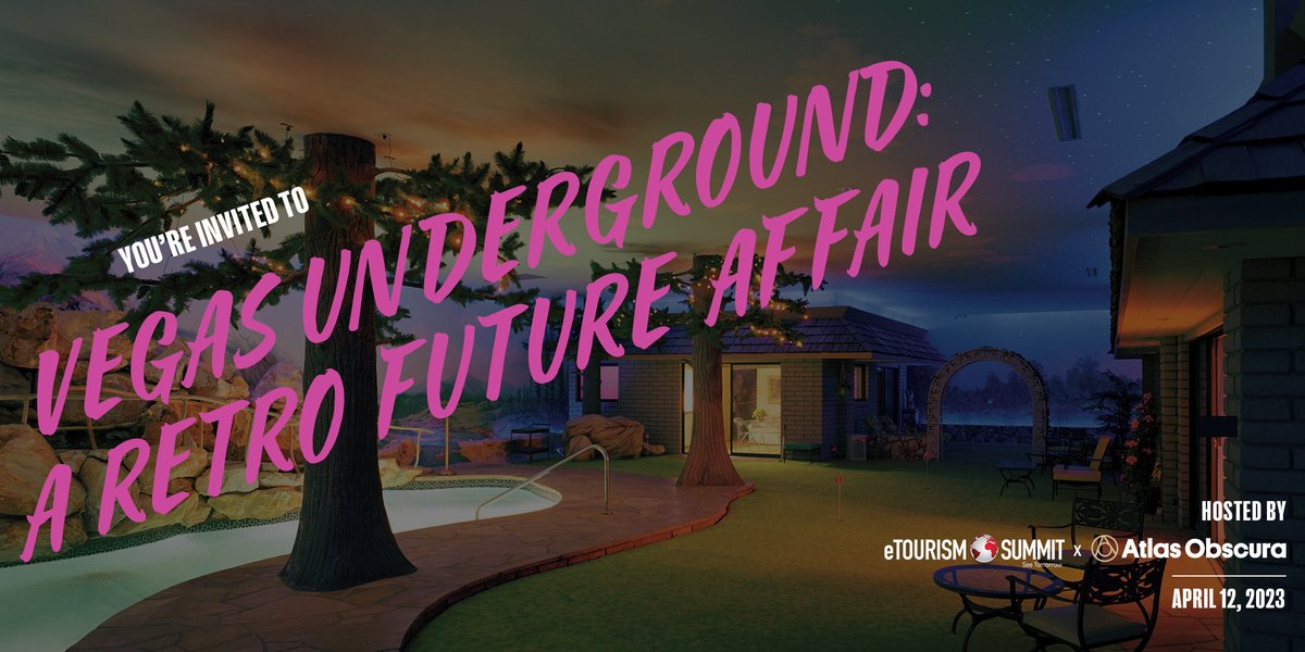 eTourismSummit (@etourismsummit) on Twitter photo You're invited🕺
<a href="/atlasobscura/">Atlas Obscura</a> and eTS are inviting conference attendees to join us for a special evening of music, food, and libations. It’s all going down (literally) at this invitation-only affair at The Underground House Las Vegas🥂
RSVP below👇
eventbrite.com/e/vegas-underg… You're invited🕺
<a href="/atlasobscura/">Atlas Obscura</a> and eTS are inviting conference attendees to join us for a special evening of music, food, and libations. It’s all going down (literally) at this invitation-only affair at The Underground House Las Vegas🥂
RSVP below👇
eventbrite.com/e/vegas-underg…