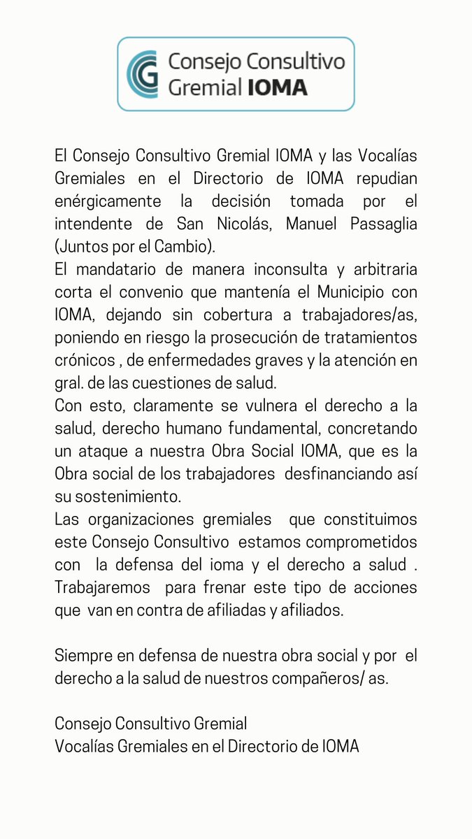 Consejo Consultivo Gremial IOMA (@ccgioma) on Twitter photo 
