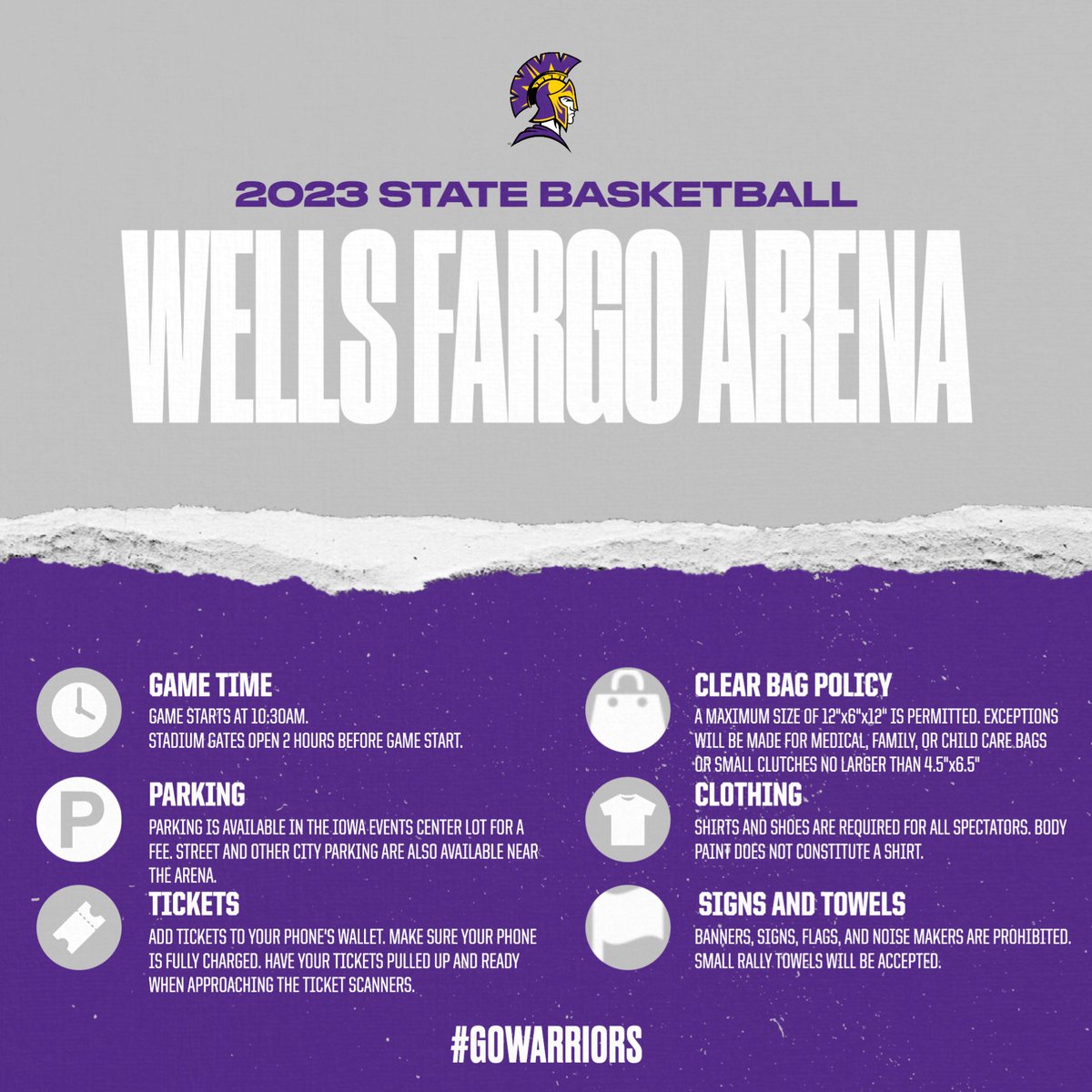 Warrior Activities (@waukee_warriors) on Twitter photo A few reminders for tomorrow's <a href="/waukeehoops/">Waukee Basketball</a> game tomorrow at Wells Fargo. Go Warriors!!
🎟️ - iowaeventscenter.com A few reminders for tomorrow's <a href="/waukeehoops/">Waukee Basketball</a> game tomorrow at Wells Fargo. Go Warriors!!
🎟️ - iowaeventscenter.com
