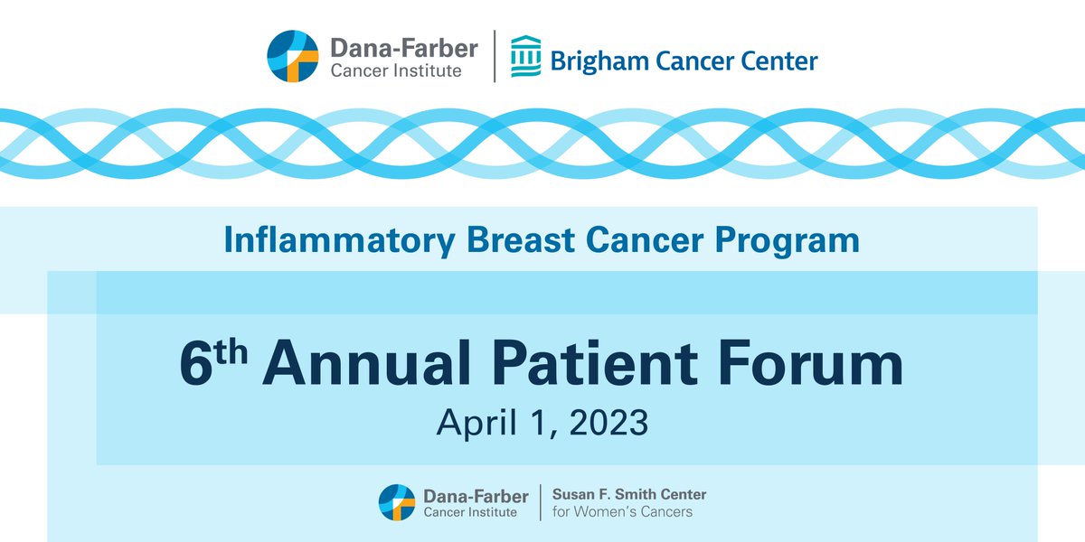 Dana-Farber (@danafarber) on Twitter photo Join us on 4/1 10 a.m. – 3 p.m. ET for the <a href="/IBC_DanaFarber/">Dana-Farber IBC Program</a> Annual Patient forum. The free virtual event includes info on #inflammatorybreastcancer, #clinicaltrials, patient #advocacy, & a social work event for patients and loved ones.
URL: bit.ly/3SSyzbD Join us on 4/1 10 a.m. – 3 p.m. ET for the <a href="/IBC_DanaFarber/">Dana-Farber IBC Program</a> Annual Patient forum. The free virtual event includes info on #inflammatorybreastcancer, #clinicaltrials, patient #advocacy, & a social work event for patients and loved ones.
URL: bit.ly/3SSyzbD