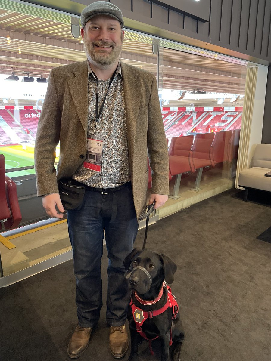 Great to have a visit today from @ServiceDogsUK ‘Dexter’ prepping for our #UniteForAccess fixture @SouthamptonFC huge thanks to all staff who introduced themselves to Dexter & making both he & PJ feel so welcome they will be with @KenzieBenali at half time on Sunday @lpftweets