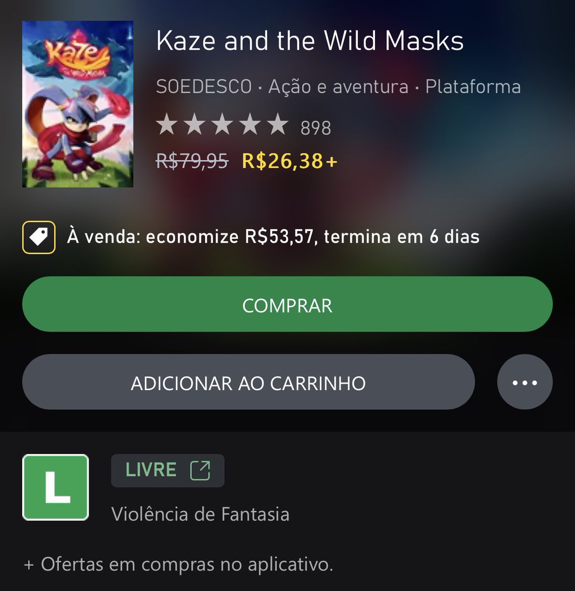 Fala time! Olha oque esta na promoção <a href="/KazeWildMasks/">Kaze and The Wild Masks</a> Para Xbox. Corre la antes que acabe. <a href="/XboxBR/">XboxBR</a> <a href="/SOEDESCO/">SOΞDΞSCO</a>