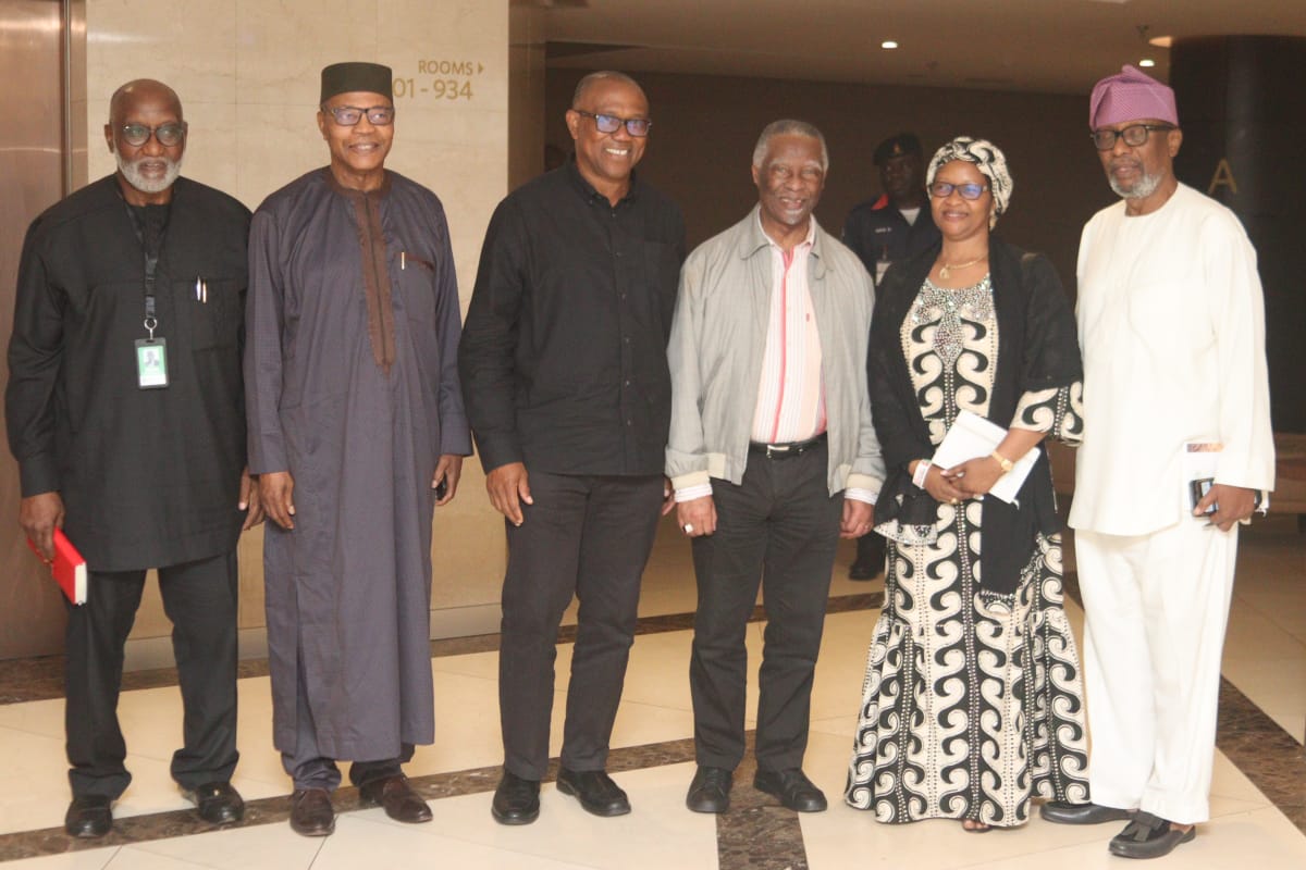 PeterObi's tweet photo. As part of an ongoing election-related consultations, I have met twice with the former President of South Africa and Head of the Commonwealth Observer Mission to Nigeria, H.E. Mr. Thabo Mbeki and his Team. The discussions were quite constructive. -PO https://t.co/w7aOsFkQw7