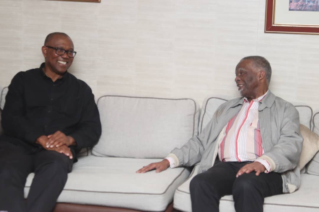 PeterObi's tweet photo. As part of an ongoing election-related consultations, I have met twice with the former President of South Africa and Head of the Commonwealth Observer Mission to Nigeria, H.E. Mr. Thabo Mbeki and his Team. The discussions were quite constructive. -PO https://t.co/w7aOsFkQw7