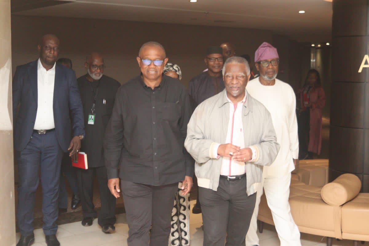 PeterObi's tweet photo. As part of an ongoing election-related consultations, I have met twice with the former President of South Africa and Head of the Commonwealth Observer Mission to Nigeria, H.E. Mr. Thabo Mbeki and his Team. The discussions were quite constructive. -PO https://t.co/w7aOsFkQw7