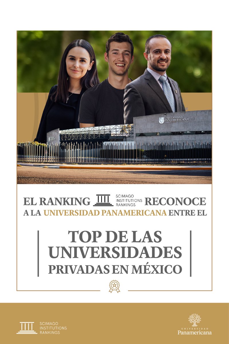 La Universidad Panamericana nuevamente es reconocida por uno de los rankings de mayor prestigio a nivel mundial @scimago, que la clasifica entre las mejores universidades privadas de México y entre las más destacadas en materia de investigación. #OrgulloUP