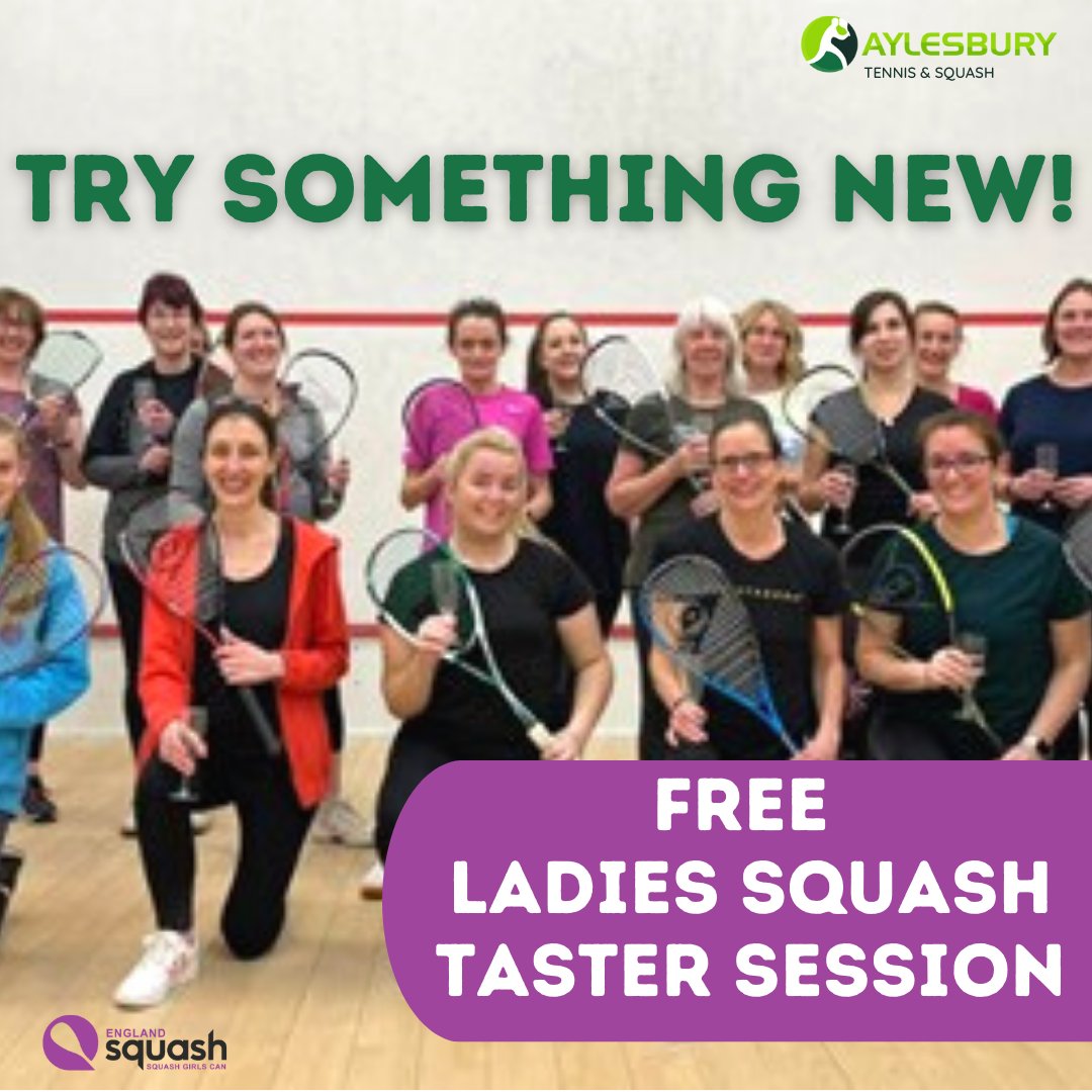 Want to try something new or return to an old hobby?

Join our FREE ladies #squash taster sessions on Sat 11th March at 11.15am &amp; 12.15pm.

Complete beginners &amp; returners welcome.

Register today with maxine.major@aylesburytennisandsquash.com

@buckssquash #squashgirlscan