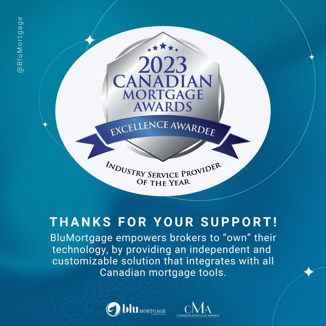 It's an honor for us to be nominated for the Canadian Mortgage Awards as Industry Service Provider of the Year. We're really proud to be recognized as one of the top service providers in the #MortgageIndustry. 

A big thank you to our users and partners for making this possible!!