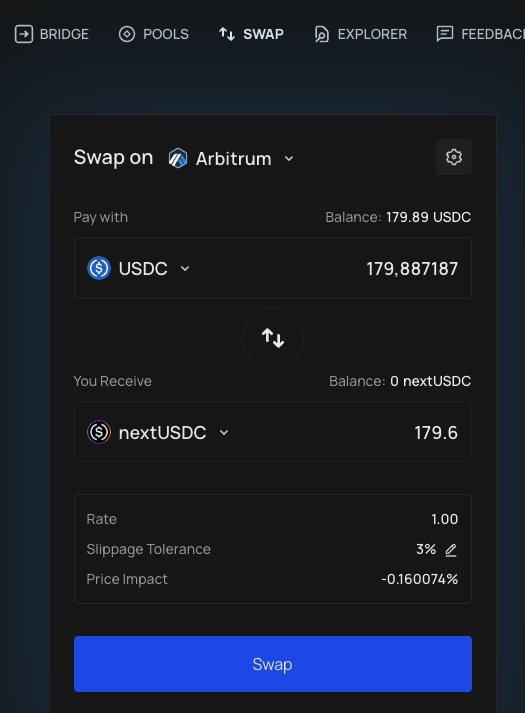 BringMeCoins's tweet photo. ✨Go to website.
https://t.co/cjXdNs17xu
✨If you don't have #nextUSDC or #nextETH you can swap
https://t.co/yAmpg8U0lh
✨I'll stake my $USDC on Arbitrum cause of the potential #Airdrops.
🥳To kill two birds with one stone😉
2/ https://t.co/qAngtguL13