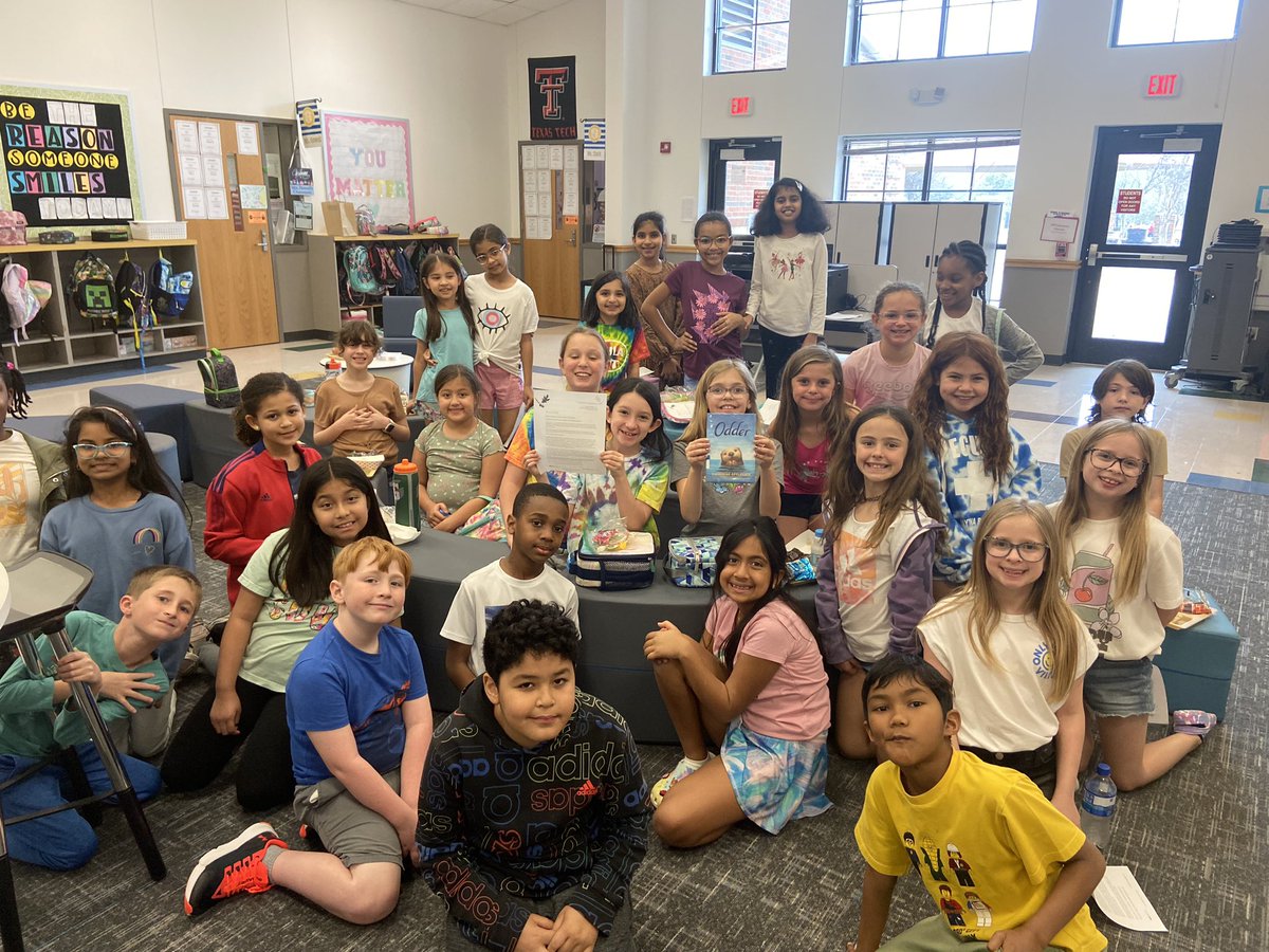 Kristina Knox (@readrtrnrepeat) on Twitter photo Our 3rd grade book club finished up Odder by Katherine Applegate today. They really enjoyed the book and were so excited to receive a letter from <a href="/kaaauthor/">Katherine Applegate (kaaauthor.bsky.social)</a> in which she challenged them to find good books and grow as readers. <a href="/SpearsElem/">Spears Elementary</a> <a href="/FISD_Libraries/">Frisco ISD Libraries</a> #FISDmadetoshine Our 3rd grade book club finished up Odder by Katherine Applegate today. They really enjoyed the book and were so excited to receive a letter from <a href="/kaaauthor/">Katherine Applegate (kaaauthor.bsky.social)</a> in which she challenged them to find good books and grow as readers. <a href="/SpearsElem/">Spears Elementary</a> <a href="/FISD_Libraries/">Frisco ISD Libraries</a> #FISDmadetoshine