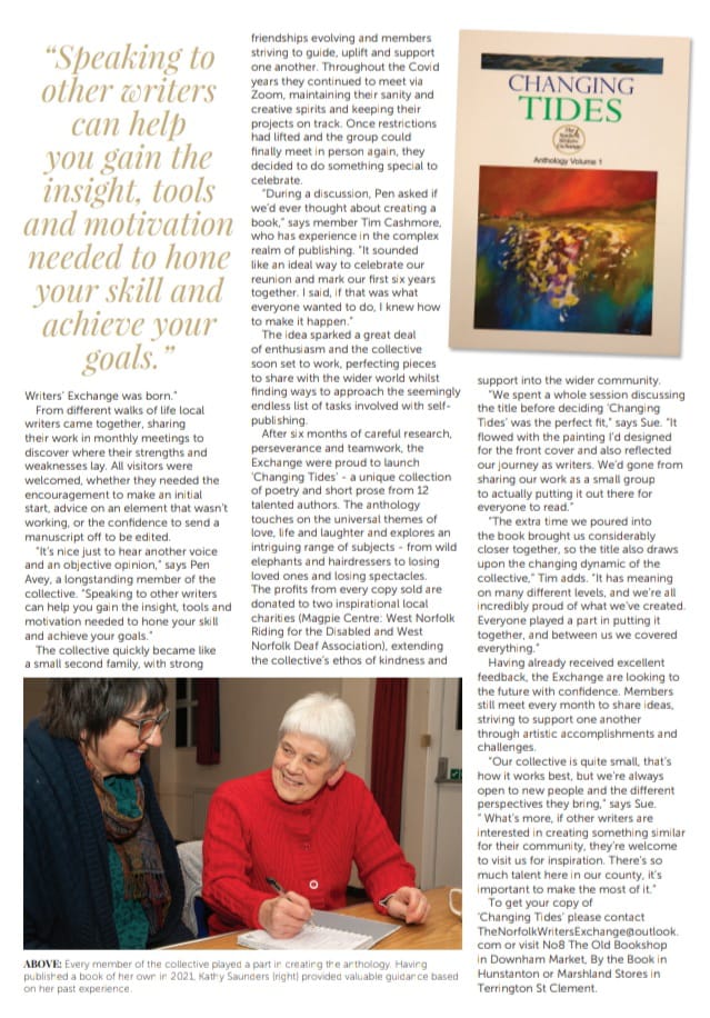 Thanks to KL Magazine for featuring The Norfolk Writers' Exchange in their March-April magazine. What a wonderful piece. Thank you so much!!!