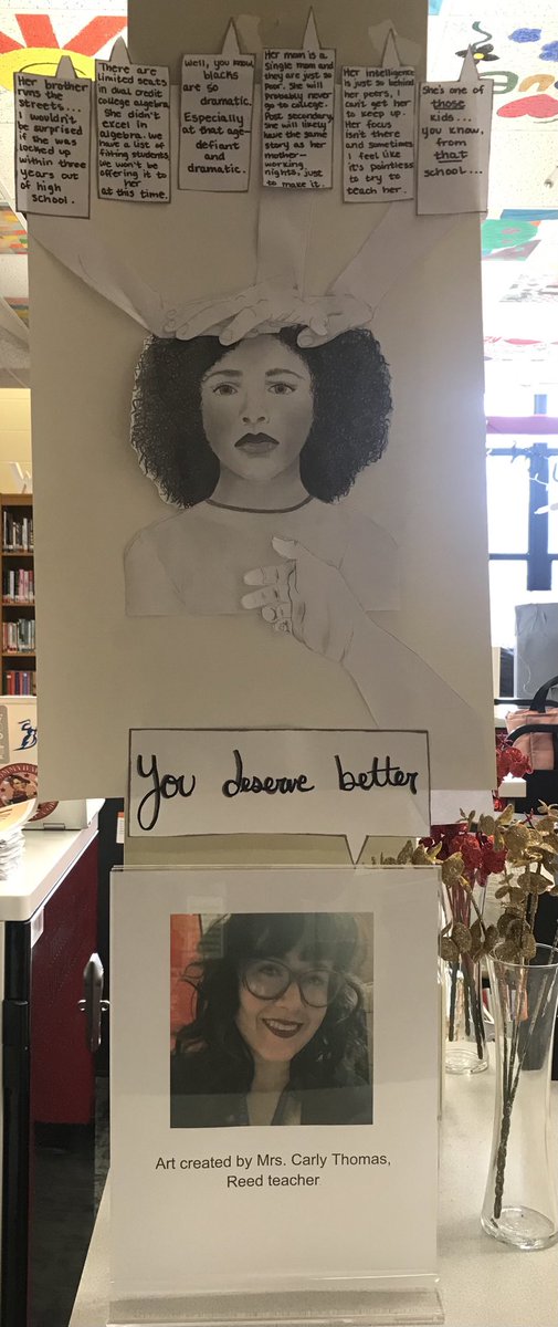 AngieBuis1's tweet image. Students are enjoying the art work by Reed teacher, Mrs. Thomas. #spslib #youdeservebetter #womenshistorymonth