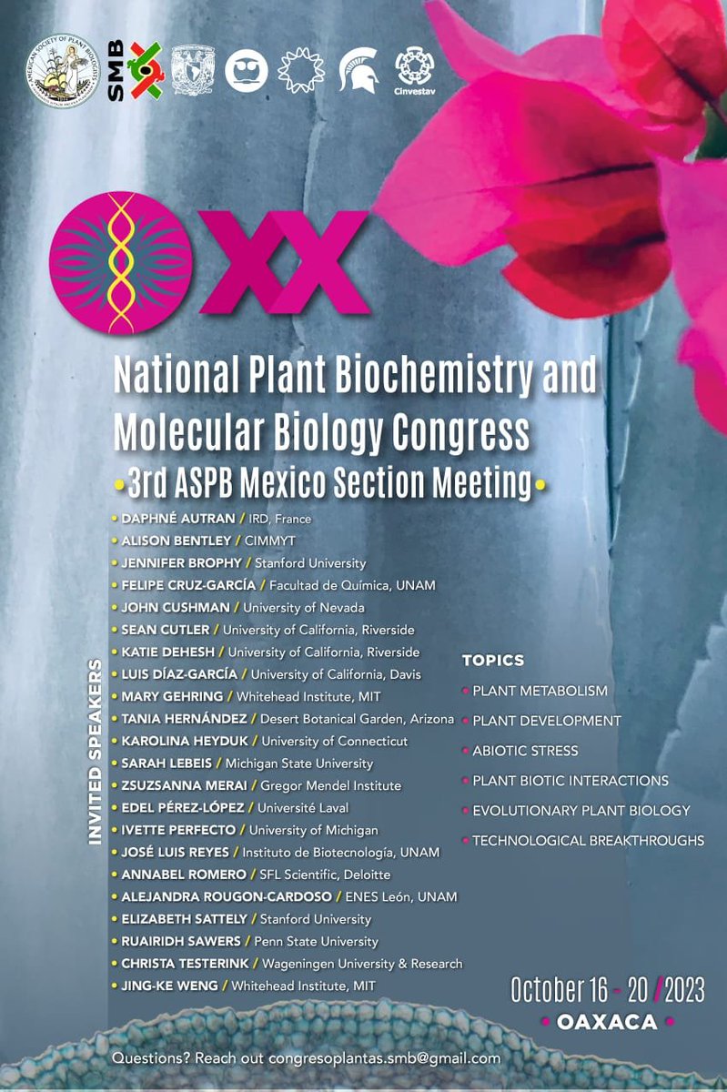 Save the date! 
Join us in Oaxaca:
October 16-20, 2023 

Registration opens soon!
smbplant.quimica.unam.mx

#SMBPlant2023 🌵🇲🇽
<a href="/SmbMex/">S.M.B.</a> <a href="/ASPB/">ASPB</a> <a href="/ASPB_Mexico/">ASPB Mexico</a>