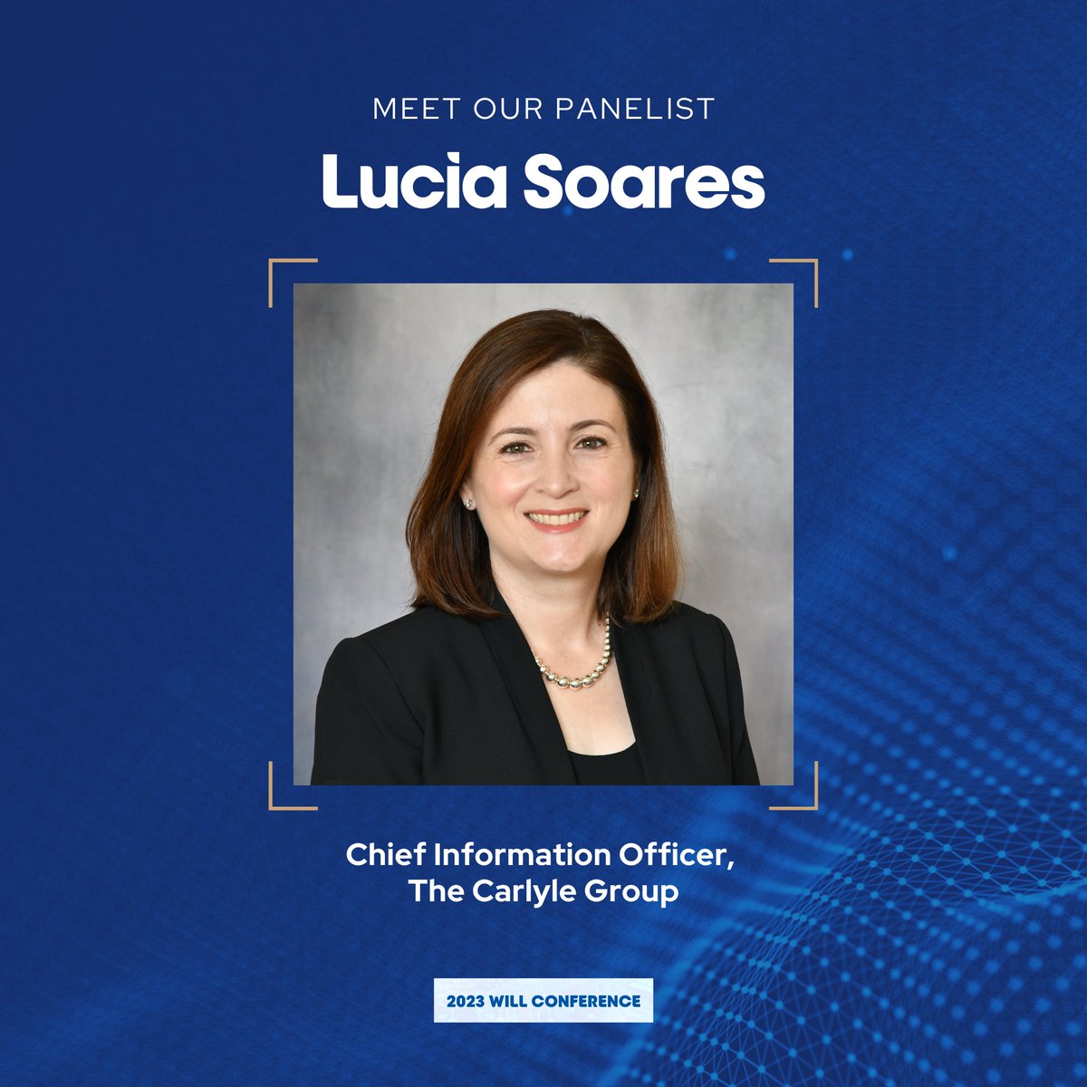 Meet our #sjsuWILL panelist, Lúcia Soares!

She serves as Chief Information Officer for The Carlyle Group, a multinational private equity, alternative asset management &amp; financial services corp with $376 billion of assets under management. 

Learn more👉 buff.ly/3YpQkQH