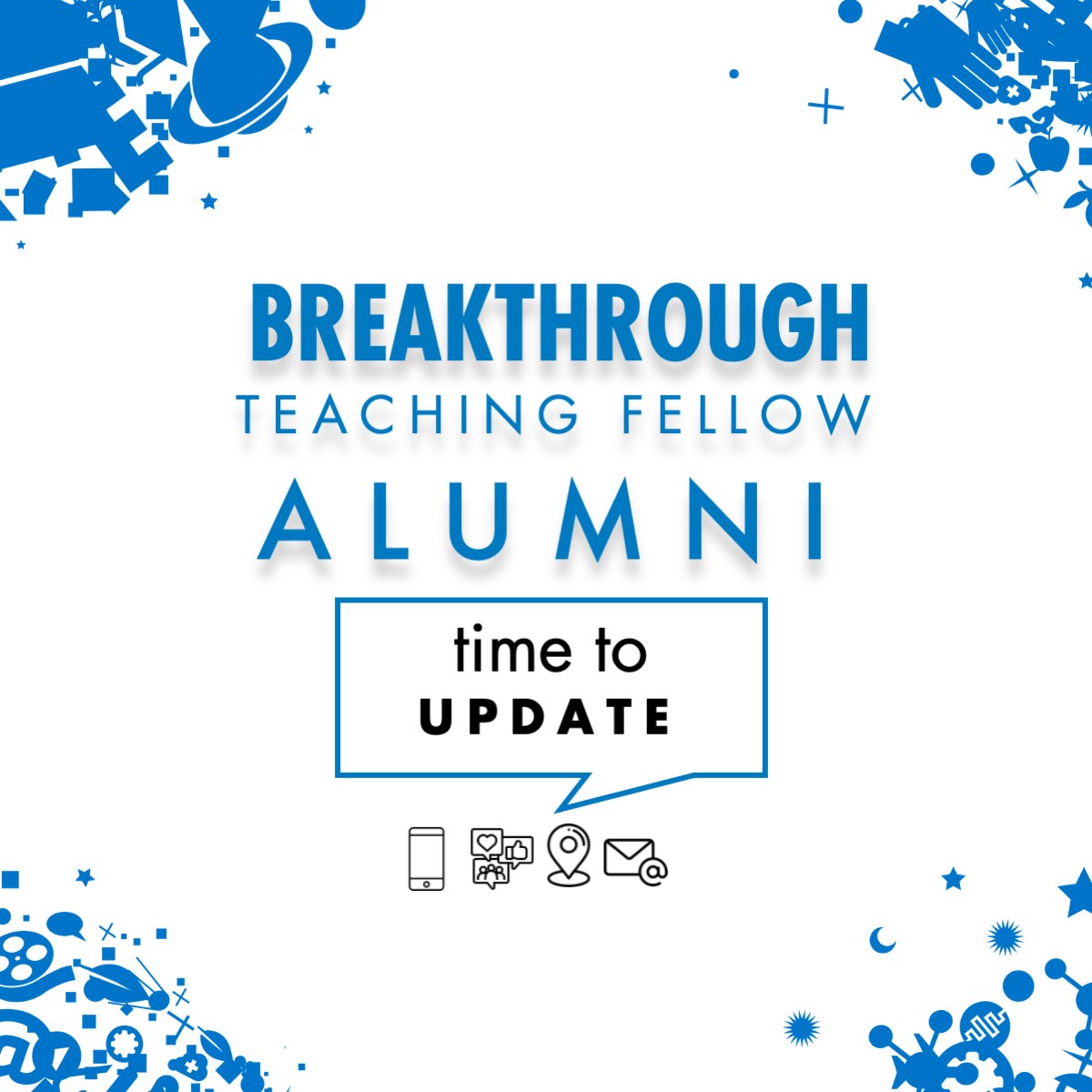 bt_mpls's tweet photo. Are you one of [insert # of TF alums] Teaching Fellows in Breakthrough [affiliate name]’s alumni network? We need your updated information! Please fill out the contact information update form https://t.co/i4LIuIJXhE by March 31 for your chance to win free gift card prizes! https://t.co/T3rI6C2Spc