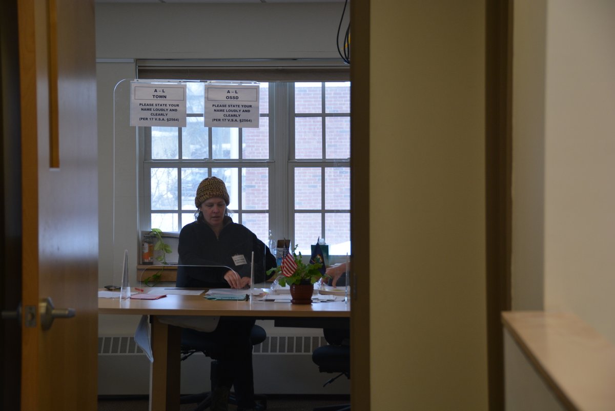 In Randolph, about 250 people had voted by absentee ballot and in person at the town hall as of 9:30 this morning.  Outside the building is the oldest crab apple tree in Vermont, according to a state Supreme Court case.