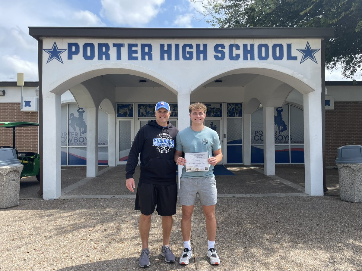 CoachCUresti's tweet photo. Congratulations @GunnarWilliams7 for earning THSCA 1st Team Football Academic All State Team! Looking forward to listen to your valediction on graduation night. # RIDE @porter_ftball @PorterECHS @BISDAthletics1 @coachflwilliams https://t.co/8ZjkDAiKLx